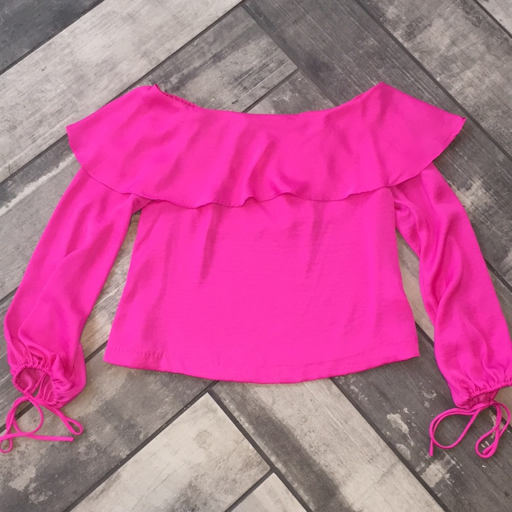 Forever 21 hot pink off the shoulder top size S